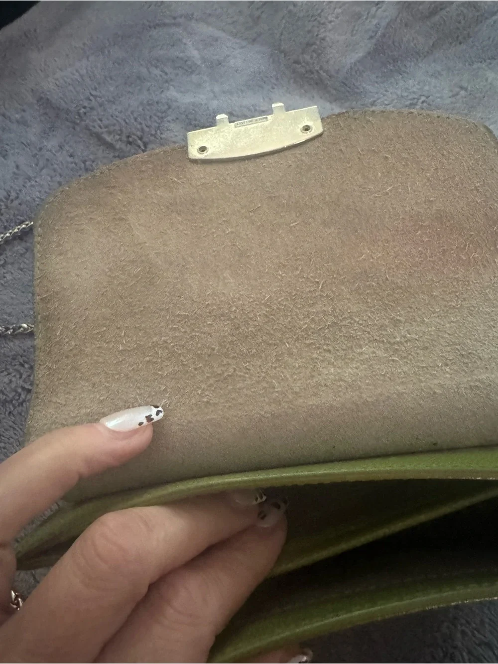Furla Mini Metropolis Lime Green Leather Crossbody Bag with Chain Strap